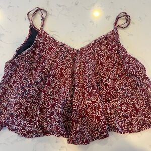Angie Maroon Floral Tank with White Vine Print